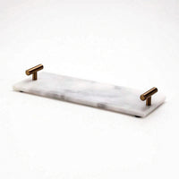 Rectangular Marble Tray with Gold Handles Minimalist Marble Tray with Handles Modern Slimline for Bathroom Counter