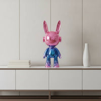 Hare Figurine with Electroplated Finish Glossy Hare Figurine Reflective Bunny Statue for Art Collectors, Homeowners, Console Table, Living Room