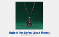 Tiger Zodiac Rosewood Locket, Wood Necklace, Car Hanging, Wilderness Roar, Handheld Decoration