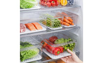 7 Pieces Fridge Organizer Stackable Fridge Storage Container with Lids Transparent Bins for Kitchen, Meal Prep