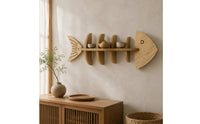 fishes Shaped Wall Shelf Decorative Wooden Shelf with fishes Design Coastal Furniture for Living Room