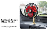 Strong Airflow 12V Car Fan 360° Rotatable 6 Inch Mini Cooling Fan 180° Adjustable for Tricycle Operators, Truckers, Truck, Golf Cart, Travel