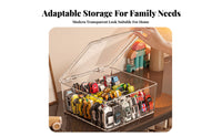 hinged lid Divided Car Container Compartmentalized Toy Organizer Stackable Display Case particle-resistantproof for Collectors, Children, Hobbyists, Desktop, Playroom, Bedroom, Shelf