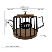 With Lid Teapot Capsule Holder Decorative Tabletop Piece Metal Coffee Capsule Container Easy Reach for Desk, Countertop
