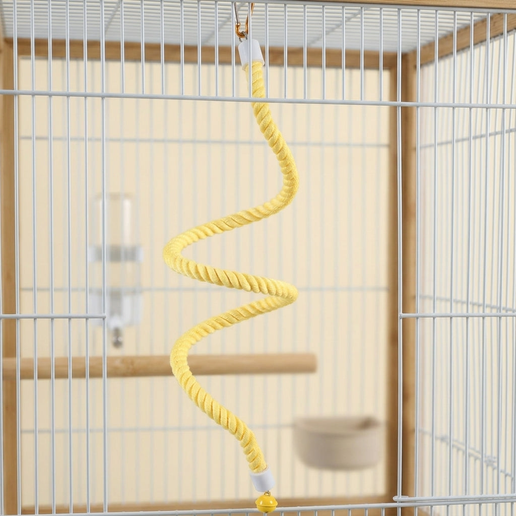 Parrot Toy Climbing Rope with Bendable Climbing Ladder and Bird Swing, Swivel Cage Hanging Cockatiel Toy for Budgie and Lovebird Enrichment