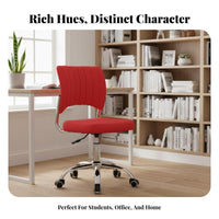 Height Adjustable Armless Swivel Task Chair Ergonomic Backrest Armless Rolling Chair Padded Cushion Office Furniture Compact Design for Students, Streamers, Telecommuting Workers, Study Room, Bedroom