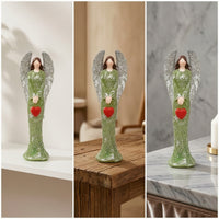 Angel Sculpture with Heart Faceless Heart-Holding Angel Figurine Resin Decor for Decorators, Collectors, Shelf, Mantel, Holiday Display