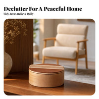 Home Organizer Round Wood Storage Box Vintage Style Solid Wood Storage Box Lifting Strip
