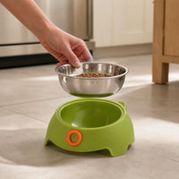 Stainless Steel Tilted Pet Bowl for Cats and Small Dogs, Elevated Anti-Vomit Anti-Choke Food Feeder, Non-Slip Anti-Tip Design