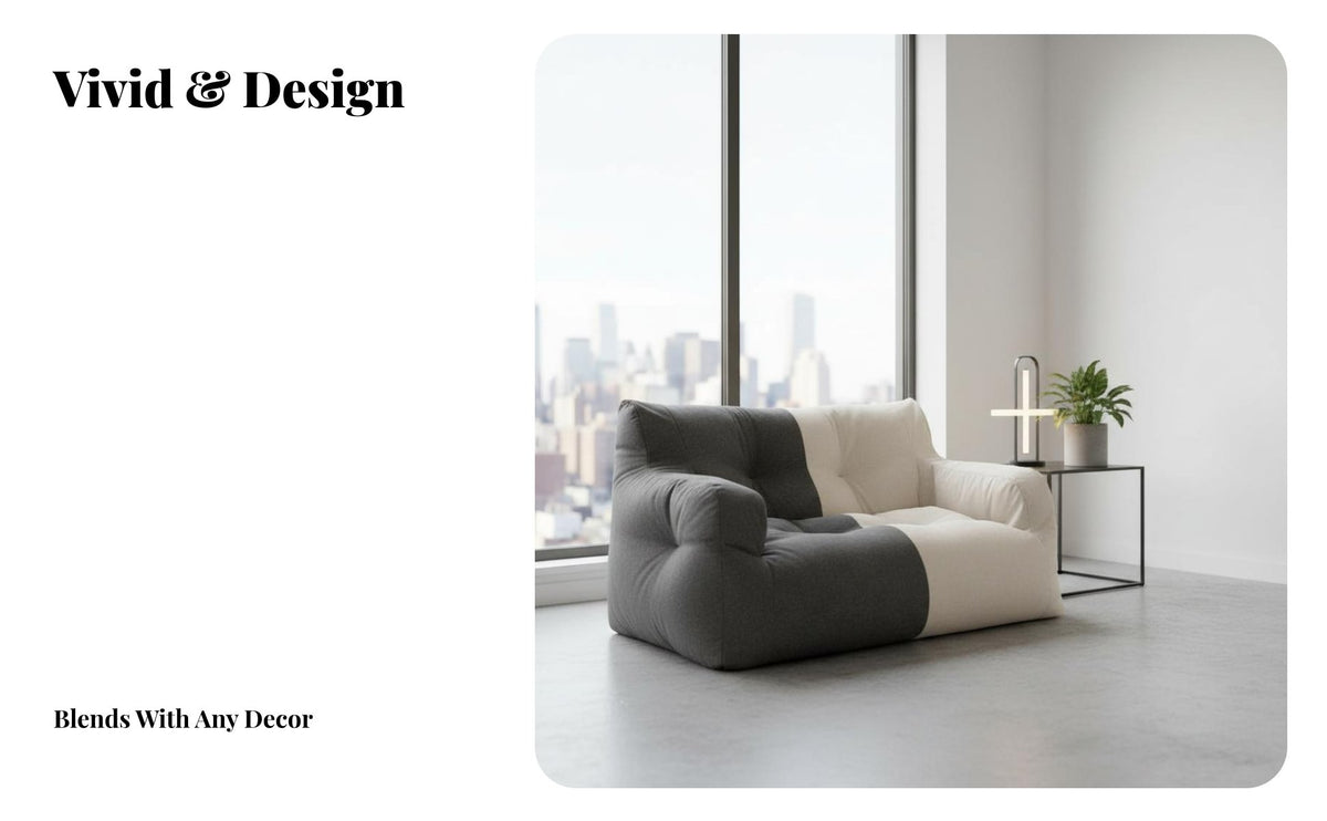 No Assembly Required Beanbag Sofa High-Density Filling Upholstered Foam Couch Removable and Washable Cover Lounge Seating Maintains Shape for Students, Young Adults, Bedroom, Dorm Room, Small Apartment, Reading Corner