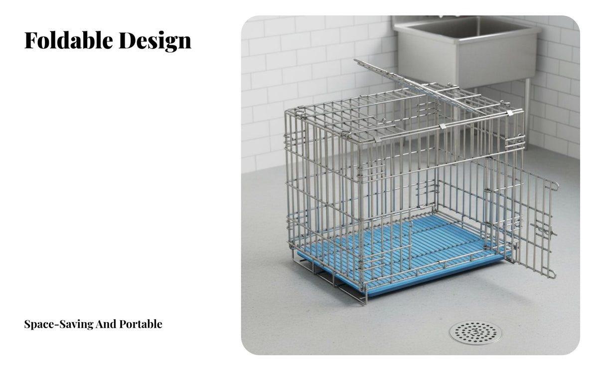 Easy to Clean Stainless Steel Dog Enclosure Collapsible Heavy Duty Dog Crate Pet Enclosure for Outdoor, Travel