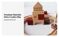 Looped Railway Set Wooden Railway Station Wooden Rail-Building Toy Smooth Finish Printed Details