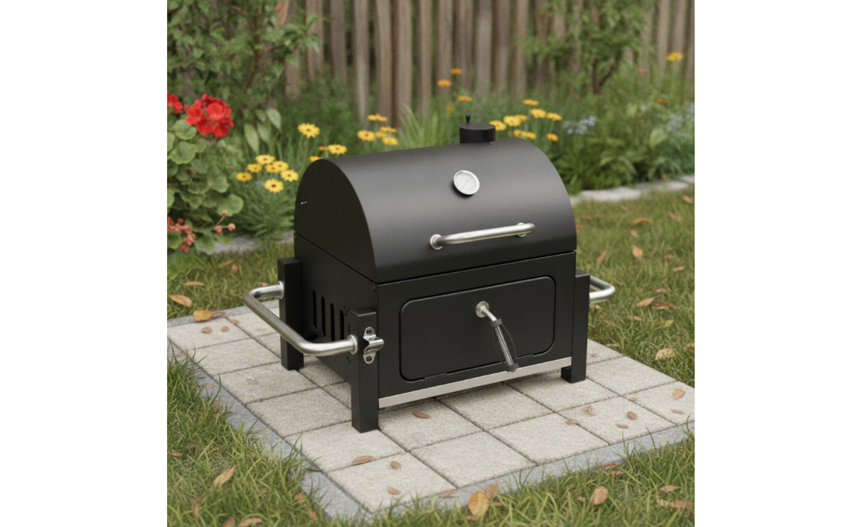 Compact Charcoal Grill Portable Charcoal Barbecue Heavy-Duty Grill with Temperature Gauge Rust-Resistant for Backyard