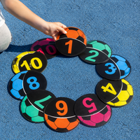 10 Number Training Discs, 20cm Football Training Discs, Agility Sports Marker Discs, Stackable Mixed Bright Colours for PE Equipment