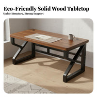Solid Wood Computer Desk Spacious Work Surface Simple Office Desk Sturdy Construction Metal Frame Study Table for Students, Adults, Bedroom, Dorm Room
