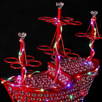 Shot Glass Display Rack, Holds 24pcs, With LED Lights, USB Powered, Luxury Retro Style, 43x24x40cm