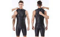 2mm Sleeveless Shorty Wetsuit Rear Zip One-Piece Shorty Wetsuit Smooth Skin Swimwear Close-Fitting for Divers, Swimmers, Diving, Snorkeling, Watersports