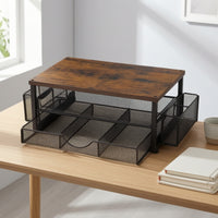 No-Drill Under-Desk Storage Rack Two-Tier Under Desk Drawer Organizer Sliding Clamp-on Drawer Organizer Metal for Students