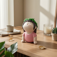 Stretching Silhouette Figurine Pink Outfit Cartoon Stretching Figurine Compact Home Decoration