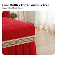 Year-Round Use Quilted Sofa Slipcover Non-Slip Quilted Sofa Throw Lace Trim Home Textile Skin-Friendly for Newlyweds, Homeowners, Pet Owners, Wedding Celebrations, Living Room, Festive Events