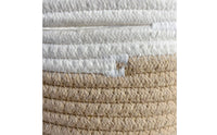 Two-Tone Woven Cotton Rope Basket Rounded Corners Cotton Rope Basket Soft Open-Top Organizer Bin Decorative