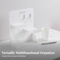 Desktop Pegboard Organizer Multi-Functional Planning Table Shelf with Pegboard Space Saving Collectible Display Stand for Collectors, Dorm Room