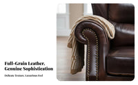 Straightrear Leather Settee firm Wood Frame Sofa timeless design Couch for Homeowners, Office Managers, Home Study