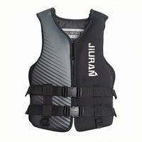 Sleeveless Neoprene Life Jacket Adjustable Straps Front-Zip Life Vest Buckle Closure Buoyancy Support Vest Contoured Fit