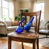 2 Pieces Fuel Funnel Set Blue Plastic Fuel Funnel Cone-Shaped Wide Opening