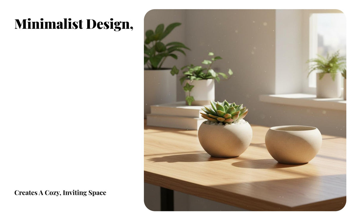 Breathable Desktop Plant Pot with Saucer Minimalist Design Coarse Pottery Flowerpot Drainage Hole Imitation Stone Planter High-Temperature Fired for Gardeners, Office Workers, Kids, Living Room, Windowsill, Bookshelf, Fairy Garden