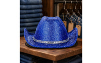 Glittering Blue Cowboy Hat Glittery Headwear Decorative Band Accessory