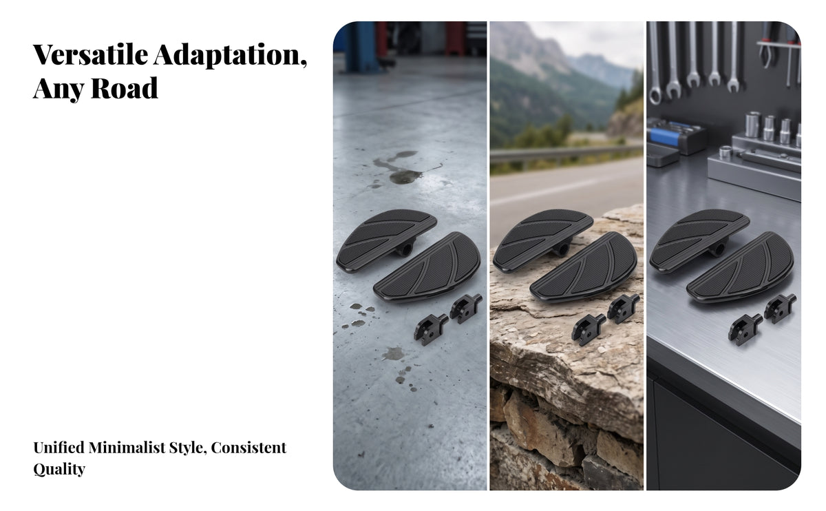Motorcycle Floorboards with Brackets | Ribbed Anti-Slip Surface, Motorcycle Footboards with Mounting Brackets, Wide deck Design, for long-distance riding