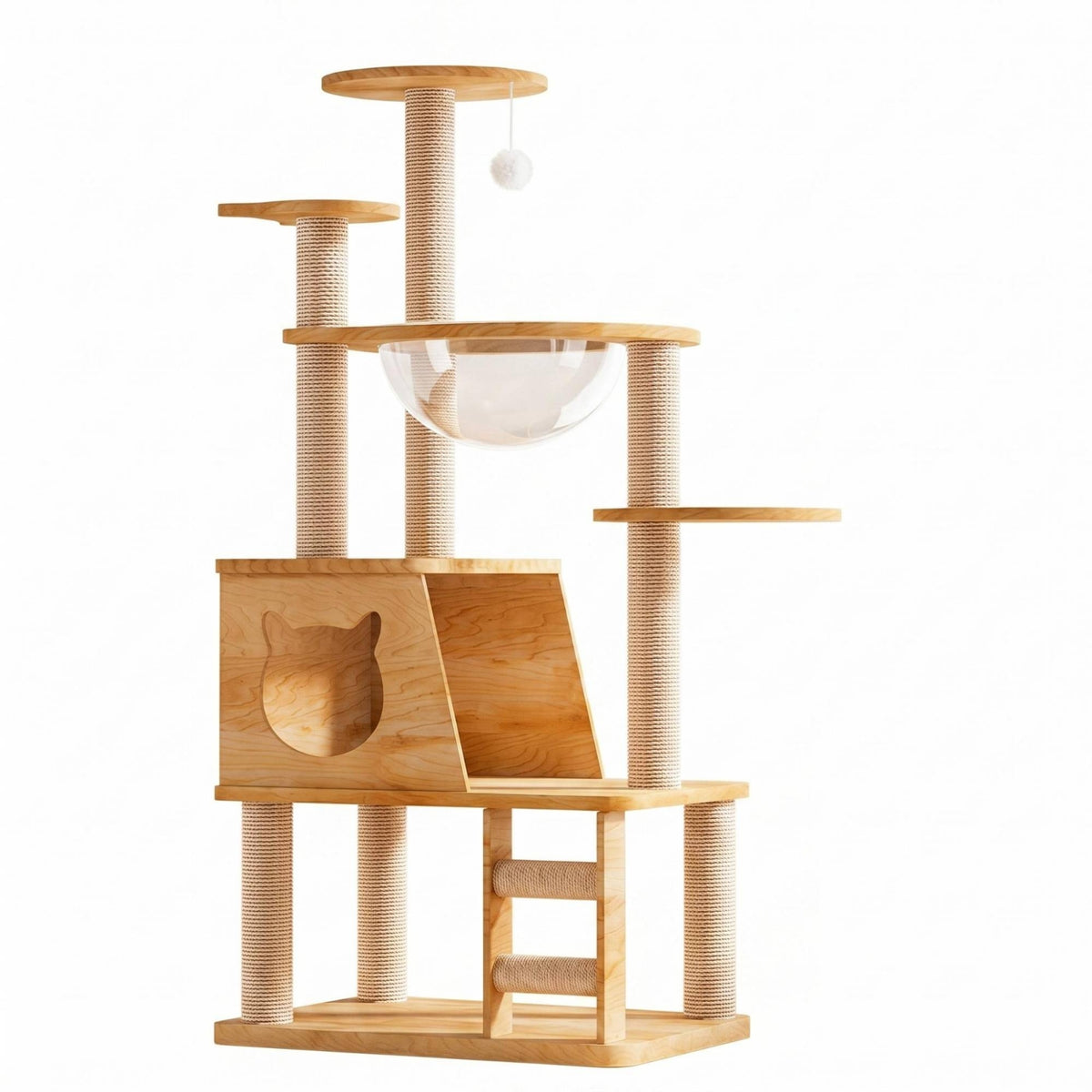 Wooden Feline Furniture Sisal Feline Cord Activity Structure Acrylic Bubble Perch