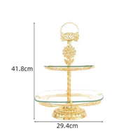 Ornate Two-Tier Fruit Tray Decorative Fruit Tray with Stand Metal 2-Tier Dessert Stand Space-Saving for Hosts