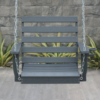 Double-Seat Swing Chair Dark Grey Swing Chair Metal Chains for Patio, Balcony