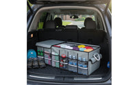 Car Trunk Storage Box with Lid Foldable Collapsible Trunk Organizer with Dividers Auto Cargo Organizer Large Capacity Spacious