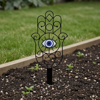 Metal Art Silhouette Palm Eye Garden Lawn Stake Outdoor Decoration Ornament