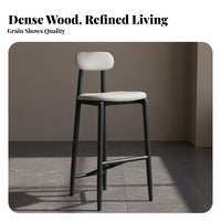 utilitarian aesthetic Wooden Seat Counter Stool Light Luxury Bar Chair Nordic Design Seating Furniture with Footrest for Cafe Owners, Homeowners, Adults, Reception Desk, Restaurant, Kitchen