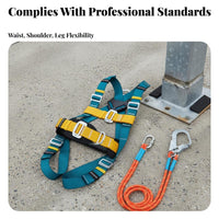 5 Point Fall Arrest Harness Adjustable Straps Full Body Harness Heavy Duty Personal Guarding Equipment for Electricians, Roofers, Scaffolding