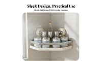 No-Drill Installation Suction Cup Triangle Shelf Space Saving Corner Organizer Waterproof and Rustproof Wall Rack Raised Guardrail for Renters, Homeowners, Families, Kitchen, Bathroom, Shower