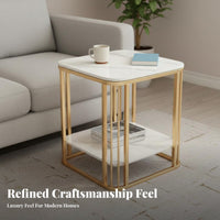 Space-Saving C-Shaped End Table Multi-Functional Nightstand Modern design Household Furniture 2-Tier Storage for Apartment Dwellers, Homeowners, Students, Living Room, Next to Sofa, Balcony, Small Spaces