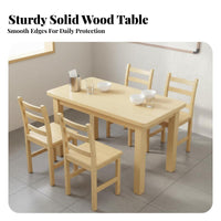 Solid Wood Dining Set Sturdy Construction Minimalist Wooden Dining Furniture Hard-Wearing Rectangular Kitchen Table and Chairs for Homeowners, Home