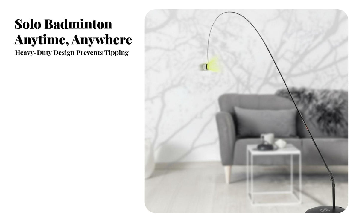 Solo Badminton Indoor Outdoor Use Badminton Self-Practice Device Stable Base Sports Gear for Beginners, Seniors, Home, Backyard, Court