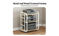 Heavy-Duty Movable Amplifier Floor Stand Easy to Assemble Multi-Tier Audio Equipment Shelf Space-Saving Rolling High-Fidelity Component Rack Scratch-Proof for Audiophiles, Studio, Living Room