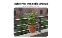 Iron Flower Rack Rust-Resistant Hanging Railing Planter Sturdy Construction Round Steel Planter Pot Holder for Outdoor, Patio, Deck