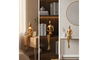 Gilded Gold Faceless Human Figurine Minimalist Resin Figurine Nordic Shelf Ornament Modern for Bookshelf, Entryway, Living Room, Office