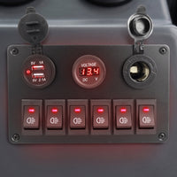 LED 6 Gang Switch Panel 12V Switch Panel with USB Charger Waterproof Pre-Wired for Boaters, RV Owners, DIYers, RVs, Trucks