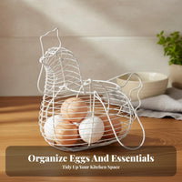 Portable Handle Chicken Shaped Egg Basket Hollow-out Design Chicken Egg Basket Multi-Functional for Pantry, Dining Table