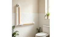 Stainless Steel Wall Mounted Bathroom Handle Anti-Slip Bathroom Grab Bar Wood Grain Toilet Grab Rust Resistant for Elderly, Disabled People, Restroom