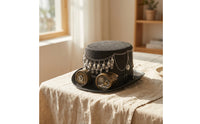Steampunk Top Hat with Goggles Felt Top Hat with Gears Gothic for Cosplayers, Actors